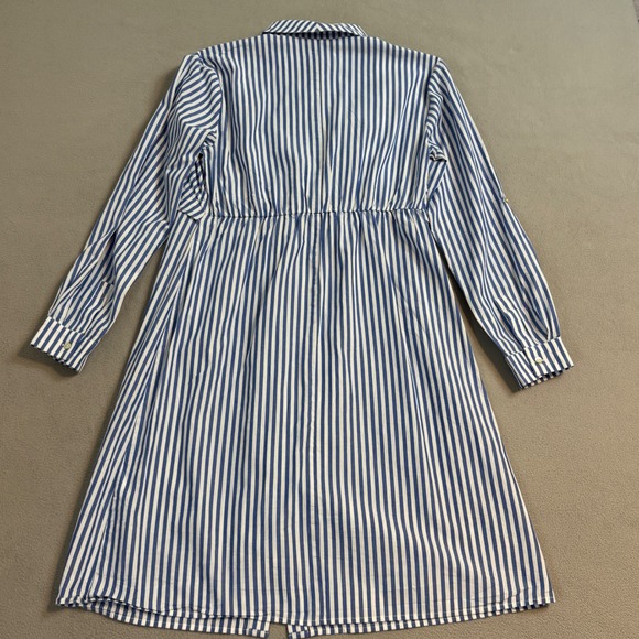 Seraphine Maternity Stripe Button Down Shirt Dress Tie Front long Sleeve Sz 4 - Picture 4 of 10